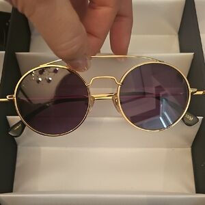 9 Five Gold Sunglasses with Violet Lenses